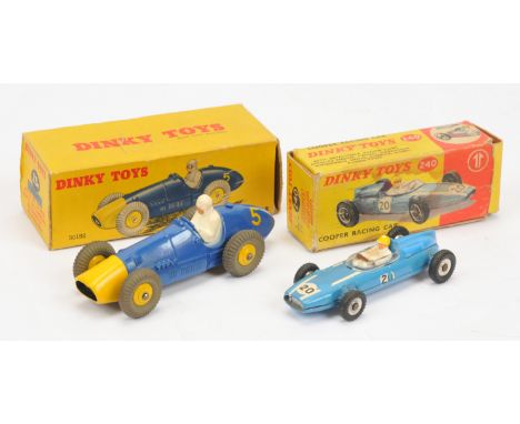 Dinky Toys pair of Racing Cars comprising of (1) 234 (23H) Ferrari - Blue with yellow nose, racing Number 5, yellow rigid hub