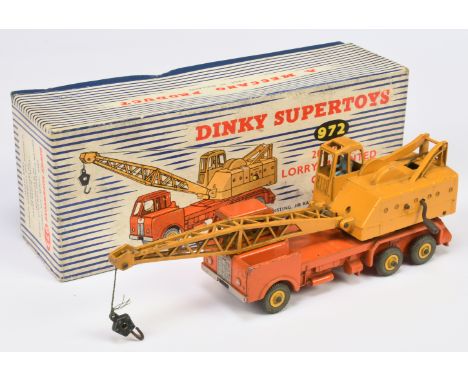 Dinky Toys 972 "Coles" Lorry Mounted Mobile Crane - Orange&nbsp; cab and chassis, Deep yellow ballast and jib, light blue fig