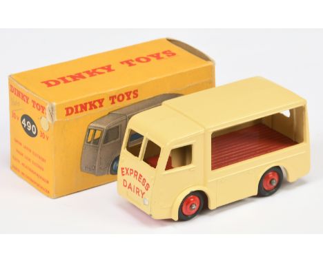 Dinky Toys 490 Electric Dairy Van "Express Dairy" - Cream body, red inner back, red rigid hubs with black smooth tyres, silve