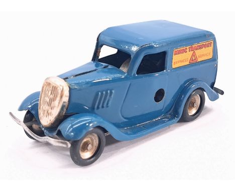 Triang Minic Pre War Ford Light Van 2M, tinplate, clockwork, blue, some chips to paint otherwise Good.