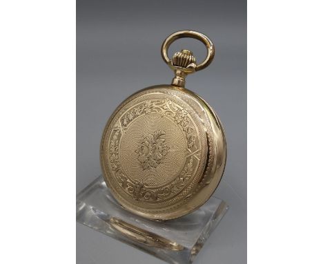 GOLDENE SAVONETTE  / SPRUNGDECKEL TASCHENUHR / golden hunter case pocket watch, Handaufzug (Krone und Schieber), um 1900, Geh