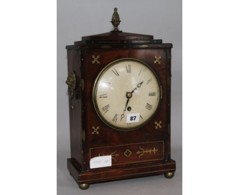 A Regency mahogany brass inlaid eight day bracket timepiece