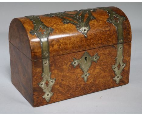 A Victorian thuya dome top tea caddy