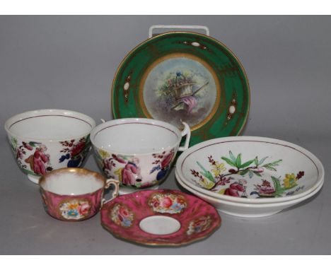 Sevres saucer and 2 other cups and saucers