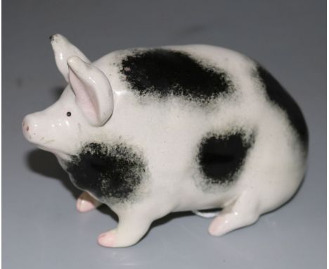 A Wemyss black and white ceramic pig, A/FImport Tax of 5% is payable on the hammer price on this lot due to being imported fr