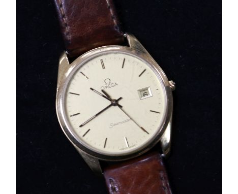 A gentleman's Omega steel and gold plated manual wind wrist watch.