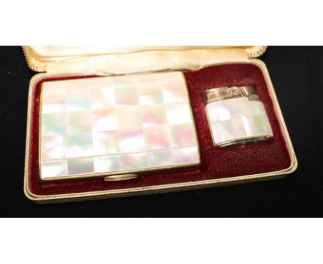 An Aspinall cuff, paste brooch & cased Ronson lighter & cigarette case