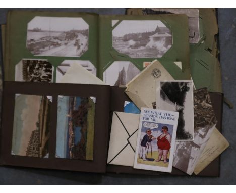 Vintage postcards and photographs in two albums. UK P&amp;P Group 2 (£20+VAT for the first lot and £4+VAT for subsequent lots