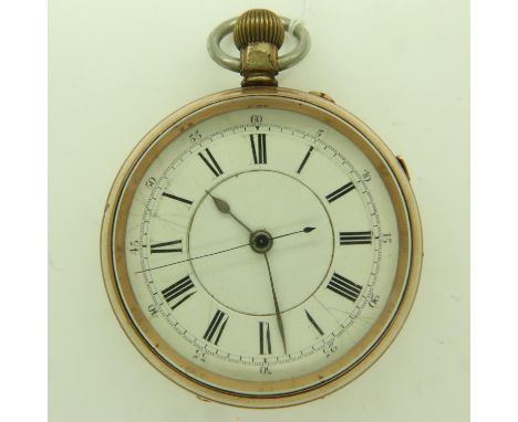 An early 20th century gold plated crown winding chronograph, slide start/stop, ticks for 5 seconds and stops. UK P&amp;P Grou