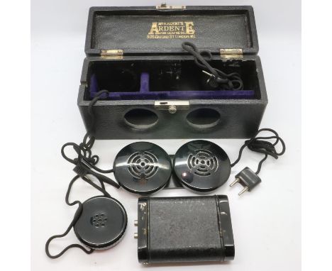 Mr R H Dent's Ardent model E for Deafness cased medical equipment. UK P&amp;P Group 1 (£16+VAT for the first lot and £2+VAT f