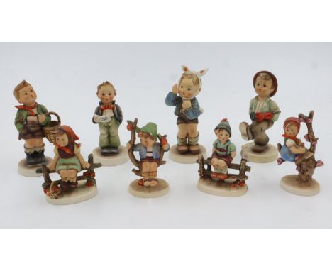 Eight Goebel Hummel child figurines, small chip to one hat, otherwise no visible damages. UK P&amp;P Group 2 (£20+VAT for the