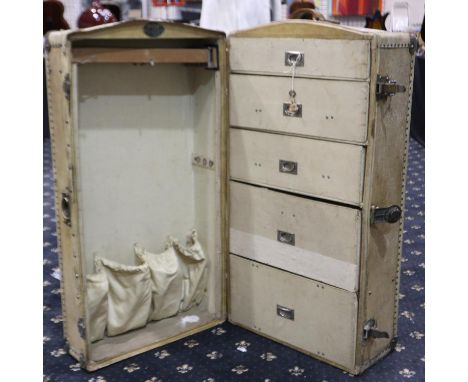 French pigskin-bound fitted steamer trunk, with five drawers and four pockets inside. Not available for in-house P&amp;P 