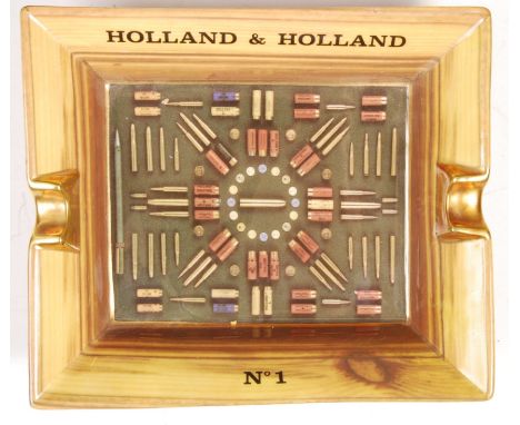 A rare 20th Century Holland and Holland Gun Makers London advertising point of sale porcelain cigar / cigarette ashtray havin