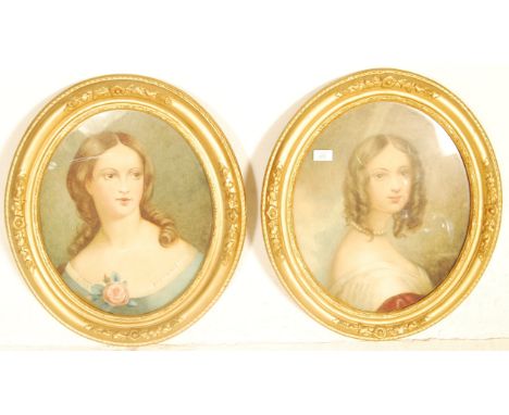 Cath B Gulley RWA (1908-1928) - A pair of mid 20th Century watercolour on paper paintings depicting 19th Century portraits of