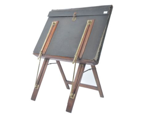 A 19th century Victorian mahogany and brass folder / folio ledger easel stand. The folding mahogany frame with beautiful poli