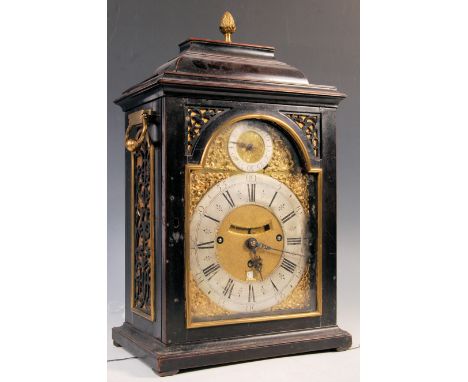 A rare and important late 17th / early 18th Century ebonised bracket clock by Francis Robinson of London. The exquisite case 