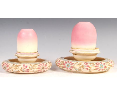 A graduating pair of late 19th century Victorian Cricklite, S. Clarke, Fairy Pyramid, Fairy night light holders by Taylor Tun
