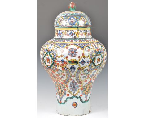 A late 19th / early 20th Century Qajar Period Persian Iranian Islamic Middle Eastern large and impressive art pottery lidded 