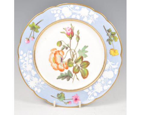 Spode - A rare 19th Century hand painted fine English porcelain ceramic cabinet plate from a dessert service pattern No. 2329