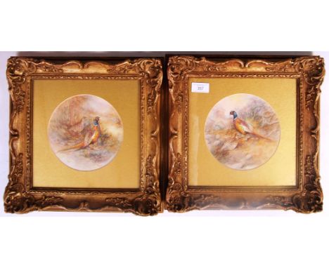 James Stinton (1870-1961) Royal Worcester Artist. A pair of early 20th Century watercolor on paper paintings each depicting a