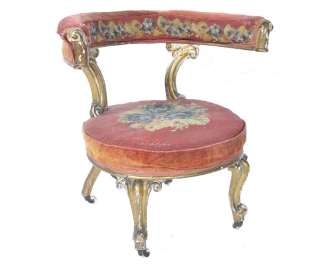 A Regency 19th century believed Gillows of Lancaster open fauteuil armchair. The chair having gilt plaster gesso worked finis