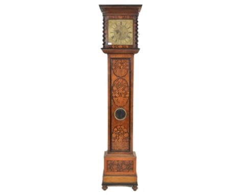 A 17th century Robert Williamson of London William & Mary walnut and marquetry  inlaid barley twist eight day longcase / gran