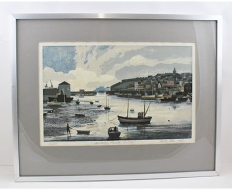 AFTER NOEL ELLIS "Sutton Harbour, Plymouth, Low Tide", a limited edition colour print, no.32/50, signed in pencil and dated 1