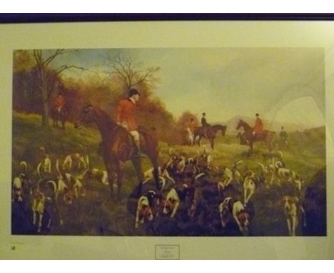 AFTER CECIL ALDIN "The Whaddon Chase" a limited edition colour print, 39cm x 70cm, framed, together with ONE OTHER HUNTING PR