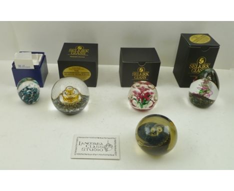 A COLLECTION OF PAPERWEIGHTS, includes "Lanmara Ghost Dancer" P1, certificate no. 1, "Selkirk Emerald Dance", "Selkirk Apollo