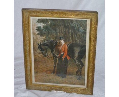 A COLOUR PRINT "The Squire's Daughter", 50cm x 38cm, framed and glazed 