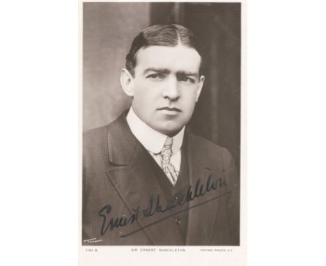 SHACKLETON (ERNEST HENRY)Photographic postcard portrait of Shackleton, half-length in suit and tie, by Dinham of Torquay, SIG