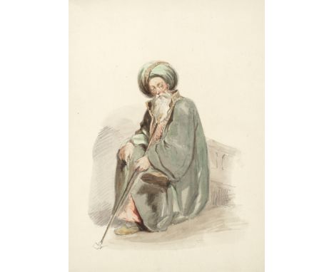 Vittorio Amedeo Preziosi (Maltese, 1816-1882)A seated man with pipewatercolour and pencil 27.2 x 19.1cm (10 11/16 x 7 1/2in).