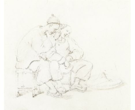 George Chinnery RHA (Tipperary 1774-1852 Macau)A Chinese man having his ears cleaned by a street barbertogether with a sketch