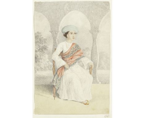 Sir Charles D'Oyly (British, 1781-1845)Portrait of a wealthy Indian man, possibly a prince watercolour and pencil21.7 x 14.5c