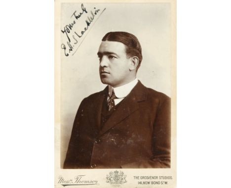 SHACKLETON (ERNEST HENRY)Cabinet portrait photograph of Shackleton by Messrs. Thomson, Grovsenor Studios, SIGNED BY THE SITTE