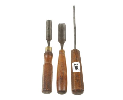 A small V chisel and two gouges all by PRESTON G+ 