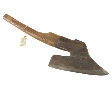 A R/H goosewing side axe with maker's mark and 13" edge G 
