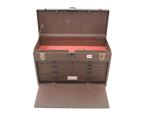 An engineer's steel toolbox by STARRETT with 7 sliding drawers and added clasp G+ 