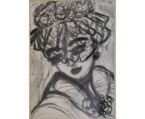 Charcoal sketch of a woman in a fascinator and two paintings by Ruth Addinall (3) CONDITION REPORT: Nothing on back of pictur