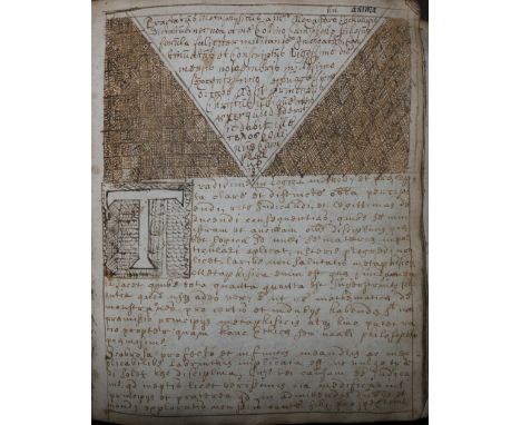 One volume in manuscript, leather bound, a scientific investigation by Collinus Campbell probably 18th century or earlier CON