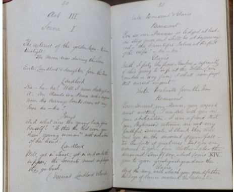 Lady of Lyons, manuscript play probably late 18th century