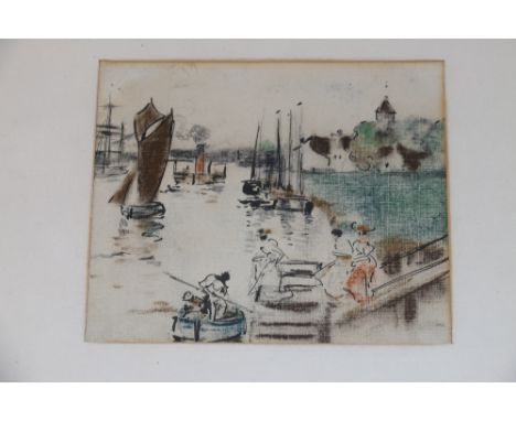 Watercolour sketch
Three figures on a jetty, 12cm x 14cm
annotated verso, J W Herald