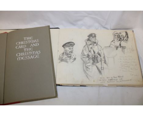 An artist's sketch book of various pencil sketches and watercolours - figures and various subjects and a handwritten volume "