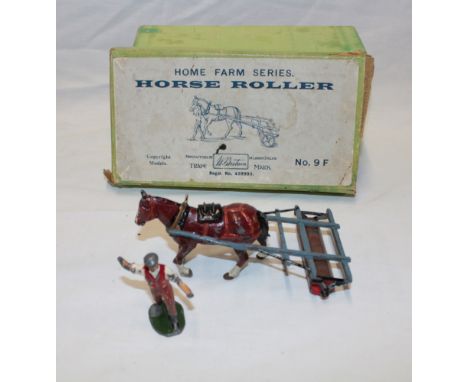 A Britains Ltd Home Farm series No. 9F horse roller with horse and worker in original box
