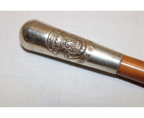 A military swagger stick with nickel-plated top for the 4th Bn. Somerset Light Infantry 