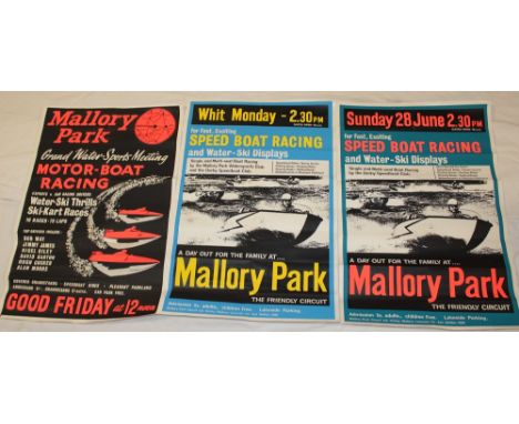 Three 1960/70's Mallory Park Grand Watersports Meeting Motorboat Racing posters 30" x 20"