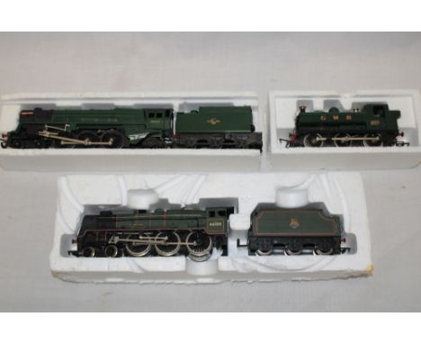 Hornby OO gauge - Iron Duke 2-6-2 locomotive and tender, Royal Scot 2-6-0 locomotive and tender and a GWR tank engine, all in