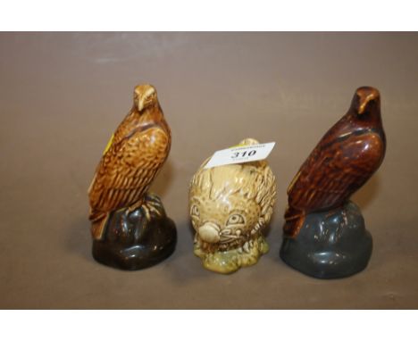 THREE SMALL BESWICK BENEAGLES SCOTCH WHISKEY DECANTERS 