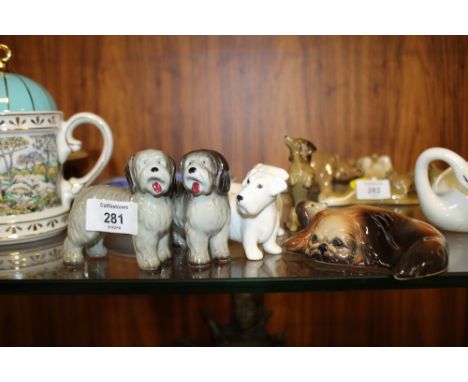 SEVEN 1960S ERA MIDWINTER CERAMIC DOGS 