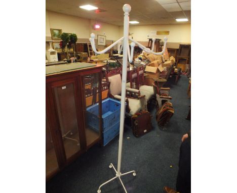 A CAST WHITE ENAMEL SIX BRANCH COAT STAND